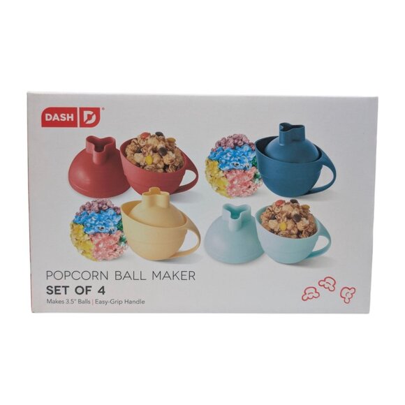 Dash Popcorn Ball Maker Set of 4 Dishwasher Microwave Safe Makes 3.5" Balls - Picture 2 of 8